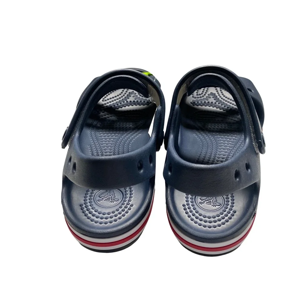 Crocs Bayaband Sandal Kids Navy‎ Blue Red Stripe Sporty Water Shoe C13 NWt